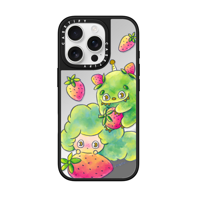 Rinkle and Friends x CASETiFY iPhone 16 Pro ケース Star,Strawberry Silver on Black ミラーケース MagSafe対応 Rinkle & Ichigone: Strawberry Promise Phone Case Back to School Rinkle and Friends x CASETiFY iPhone 16 Pro ケース Star,Strawberry Silver on Black ミラーケース MagSafe対応 Rinkle & Ichigone: Strawberry Promise Phone Case Back to School
