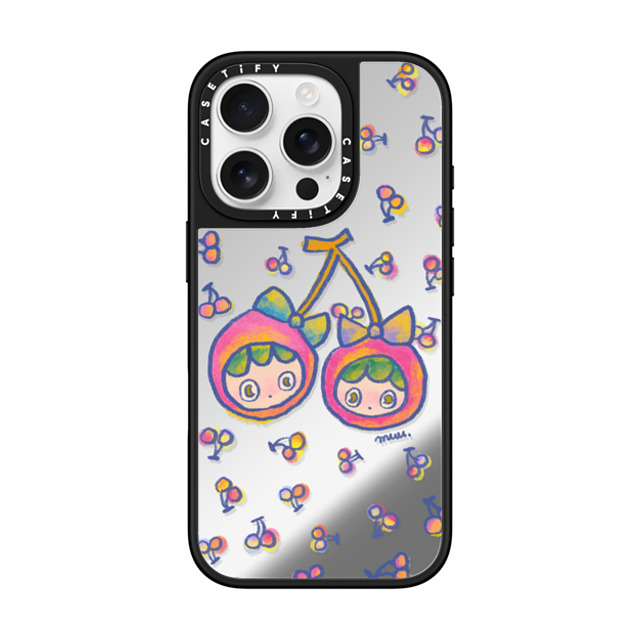 Rinkle and Friends x CASETiFY iPhone 16 Pro ケース Cherry,Star Silver on Black ミラーケース MagSafe対応 Cherries Joy Phone Case Back to School Rinkle and Friends x CASETiFY iPhone 16 Pro ケース Cherry,Star Silver on Black ミラーケース MagSafe対応 Cherries Joy Phone Case Back to School