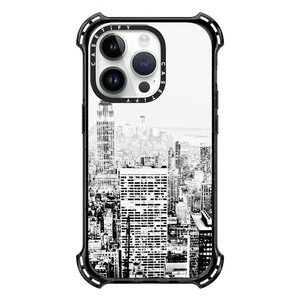 Bounce iPhone 14 Pro Case MagSafe Compatible - BLACK AND WHITE CITY GRAPHIC  OFFICE BUILDINGS NEW YORK MASCULINE DAD MEN