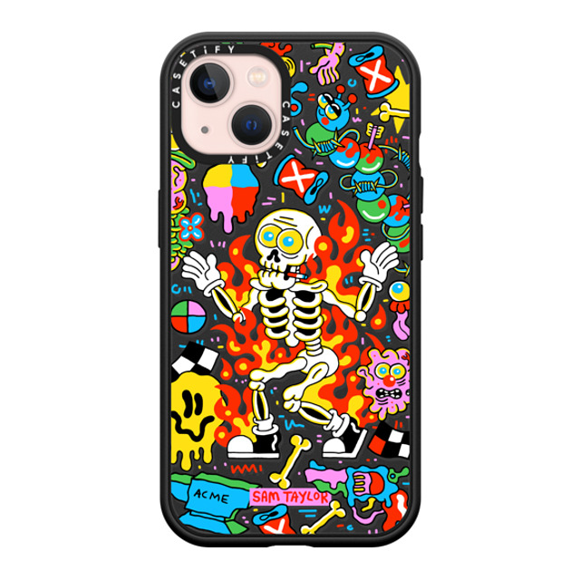 Sam Taylor x CASETiFY iPhone 13 ケース マットブラック インパクトケース MagSafe対応 Skeleton Fire