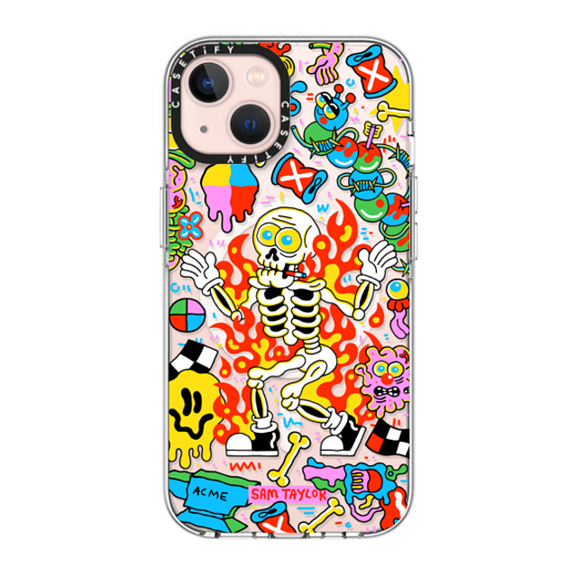 Sam Taylor x CASETiFY iPhone 13 ケース クリア クリア ケース MagSafe対応 Skeleton Fire