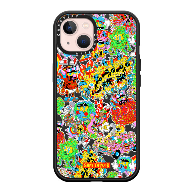 Sam Taylor x CASETiFY iPhone 13 ケース マットブラック インパクトケース MagSafe対応 Silly Stickers