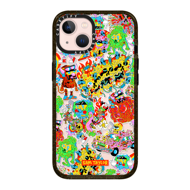 Sam Taylor x CASETiFY iPhone 13 ケース ブラック インパクトケース Silly Stickers