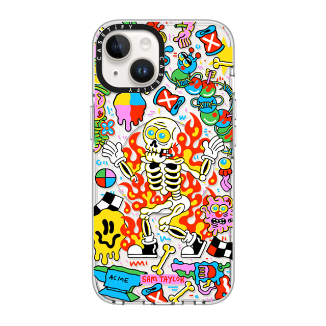 Sam Taylor x CASETiFY iPhone 14 ケース クリア クリア ケース MagSafe対応 Skeleton Fire