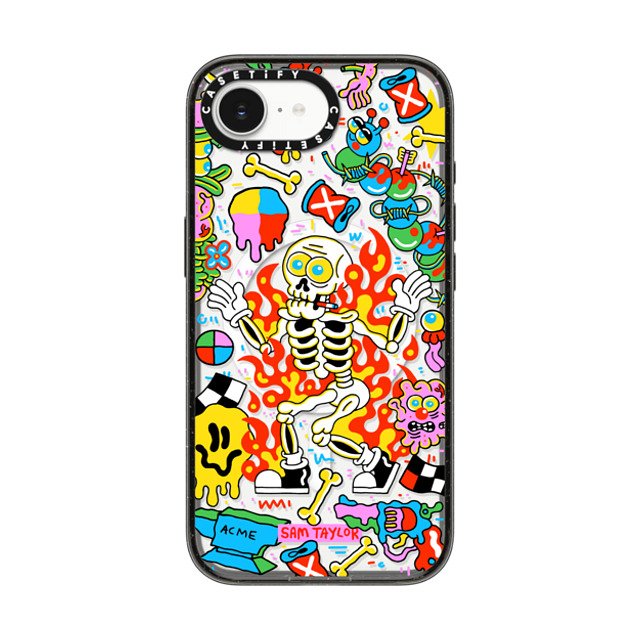 Sam Taylor x CASETiFY iPhone 16e Case Emerging,Pop Art Black Impact Case MagSafe Compatible Skeleton Fire Back to School Sam Taylor x CASETiFY iPhone 16e Case Emerging,Pop Art Black Impact Case MagSafe Compatible Skeleton Fire Back to School
