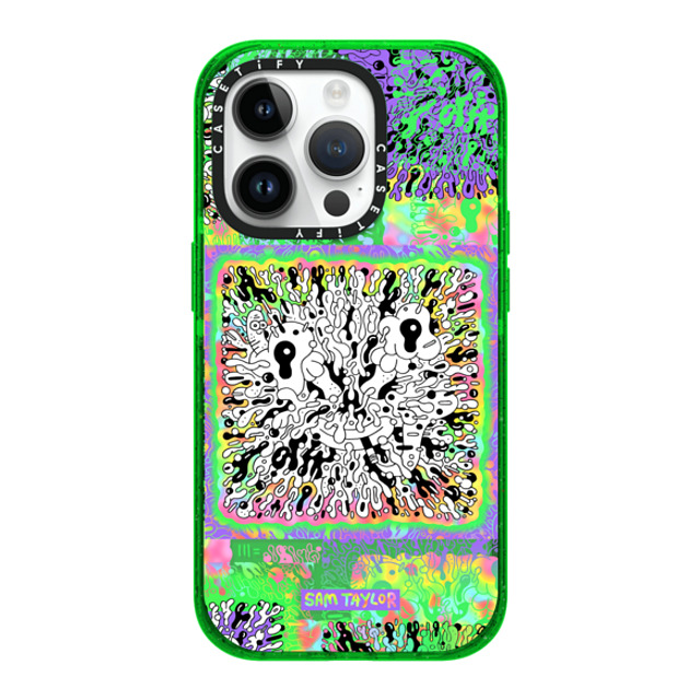 Sam Taylor x CASETiFY iPhone 14 Pro ケース グリーン インパクトケース Bang Face