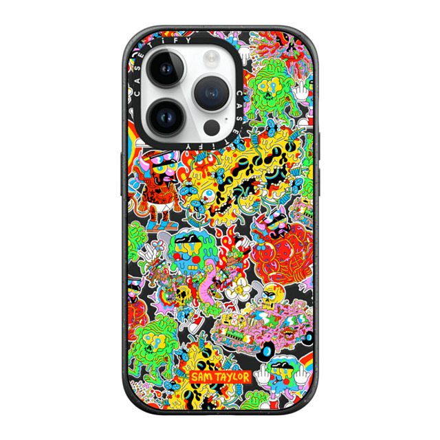 Sam Taylor x CASETiFY iPhone 14 Pro ケース マットブラック インパクトケース MagSafe対応 Silly Stickers