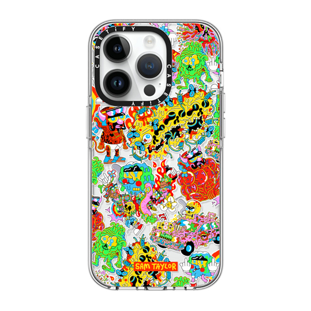 Sam Taylor x CASETiFY iPhone 14 Pro ケース クリア クリア ケース MagSafe対応 Silly Stickers