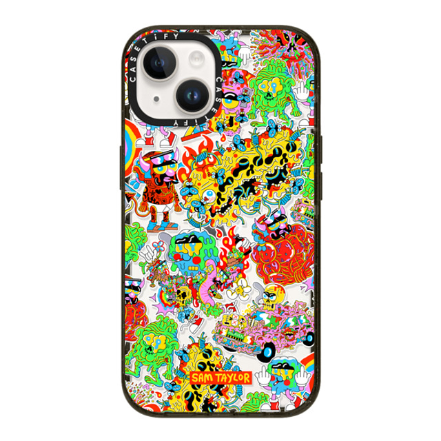 Sam Taylor x CASETiFY iPhone 14 ケース ブラック インパクトケース Silly Stickers