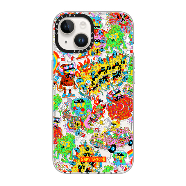 Sam Taylor x CASETiFY iPhone 14 ケース クリア クリア ケース MagSafe対応 Silly Stickers