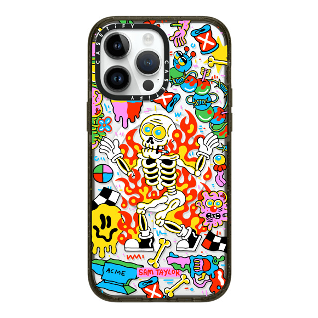 Sam Taylor x CASETiFY iPhone 14 Pro Max ケース ブラック インパクトケース MagSafe対応 Skeleton Fire