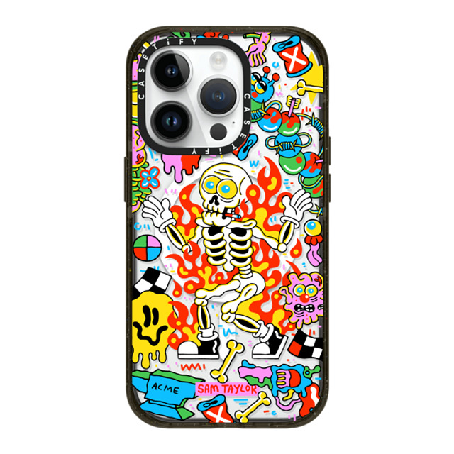 Sam Taylor x CASETiFY iPhone 14 Pro ケース ブラック インパクトケース MagSafe対応 Skeleton Fire