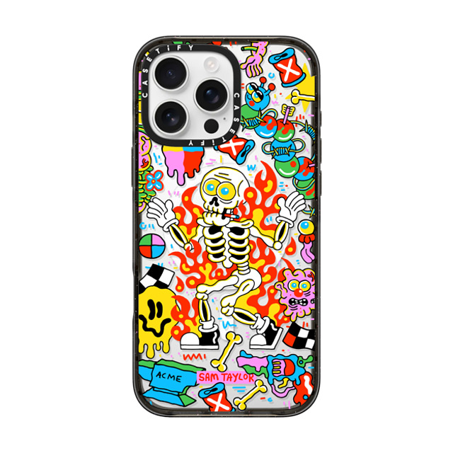 Sam Taylor x CASETiFY iPhone 16 Pro Max ケース ブラック インパクトケース MagSafe対応 Skeleton Fire