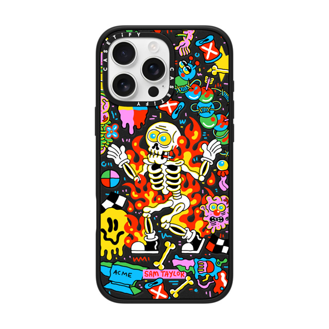 Sam Taylor x CASETiFY iPhone 16 Pro Max ケース マットブラック インパクトケース MagSafe対応 Skeleton Fire