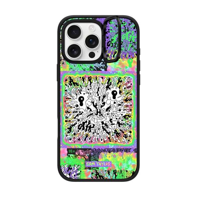 Sam Taylor x CASETiFY iPhone 16 Pro Max ケース マットブラック インパクトリングスタンドケース MagSafe対応 Bang Face