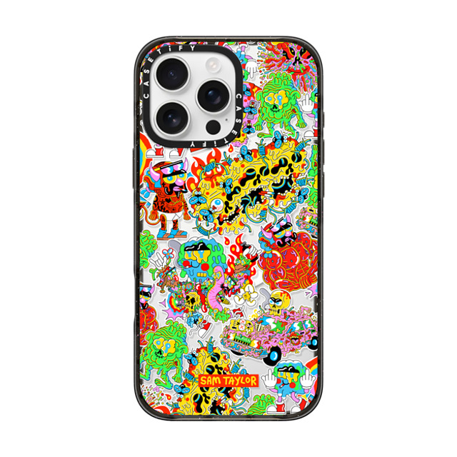 Sam Taylor x CASETiFY iPhone 16 Pro Max ケース ブラック インパクトケース MagSafe対応 Silly Stickers