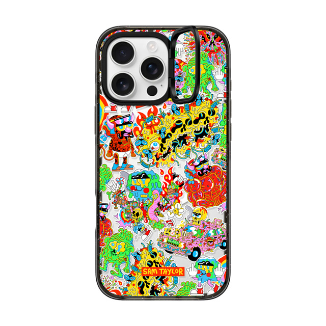 Sam Taylor x CASETiFY iPhone 16 Pro Max ケース ブラック インパクトリングスタンドケース MagSafe対応 Silly Stickers