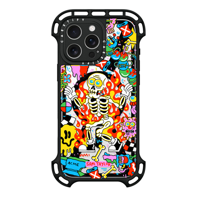 Sam Taylor x CASETiFY iPhone 16 Pro Max ケース ブラック ウルトラ バウンスケース MagSafe対応 Skeleton Fire