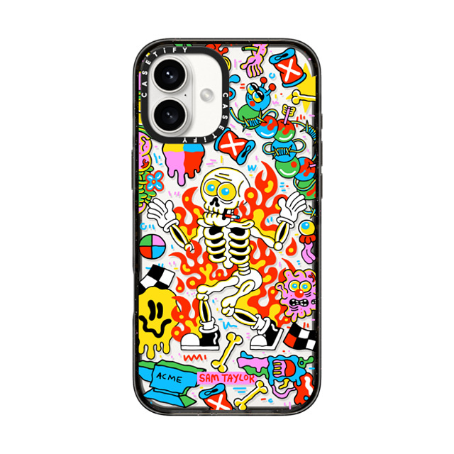 Sam Taylor x CASETiFY iPhone 16 Plus Case Emerging,Pop Art Black Impact Case Skeleton Fire Back to School Sam Taylor x CASETiFY iPhone 16 Plus Case Emerging,Pop Art Black Impact Case Skeleton Fire Back to School