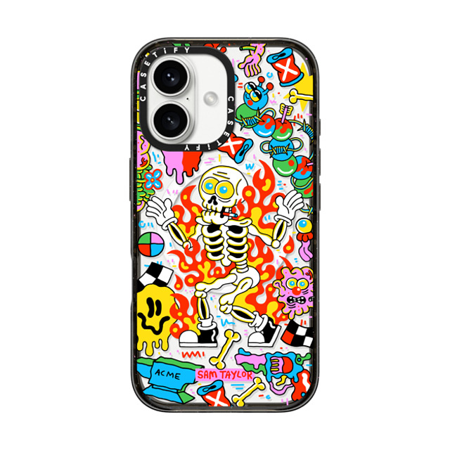 Sam Taylor x CASETiFY iPhone 16 ケース ブラック インパクトケース MagSafe対応 Skeleton Fire