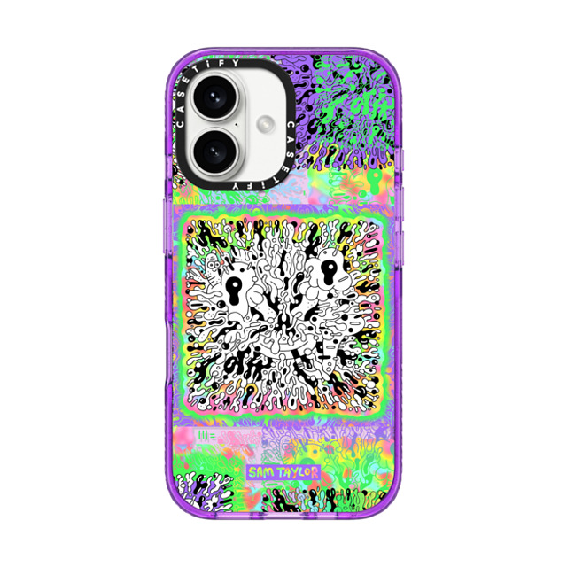 Sam Taylor x CASETiFY iPhone 16 Case Cartoon,Abstract パープル インパクトケース Bang Face Back to School Sam Taylor x CASETiFY iPhone 16 Case Cartoon,Abstract パープル インパクトケース Bang Face Back to School
