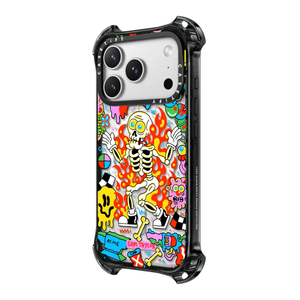 Bounce iPhone 17 Pro Max Case MagSafe Compatible - Skeleton Fire