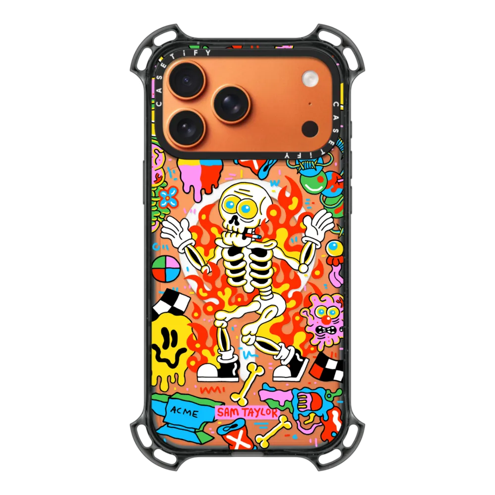 Bounce iPhone 17 Pro Max Case MagSafe Compatible - Skeleton Fire