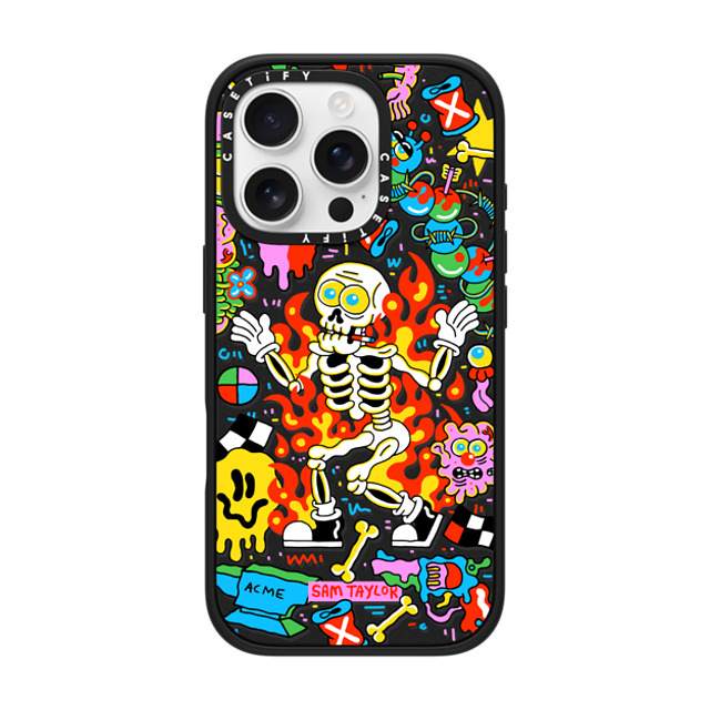 Sam Taylor x CASETiFY iPhone 16 Pro ケース マットブラック インパクトケース MagSafe対応 Skeleton Fire