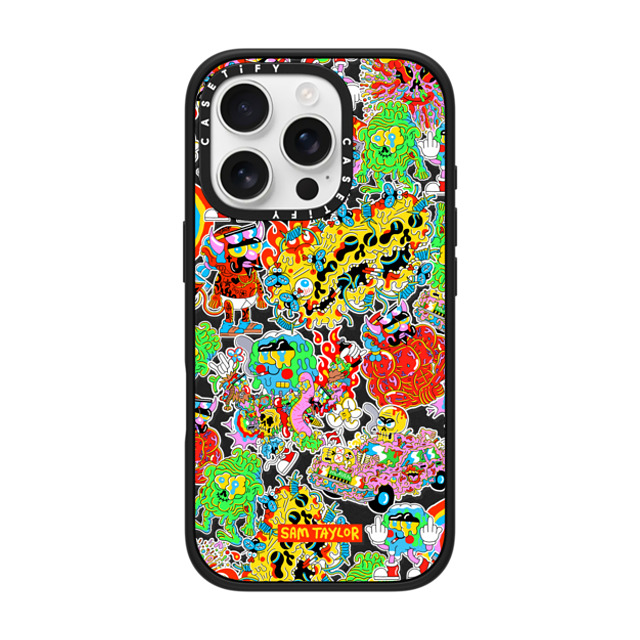 Sam Taylor x CASETiFY iPhone 16 Pro ケース マットブラック インパクトケース MagSafe対応 Silly Stickers