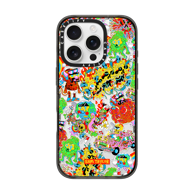 Sam Taylor x CASETiFY iPhone 16 Pro ケース ブラック インパクトケース Silly Stickers