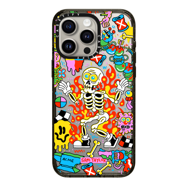 Sam Taylor x CASETiFY iPhone 15 Pro Max ケース ブラック インパクトケース Skeleton Fire