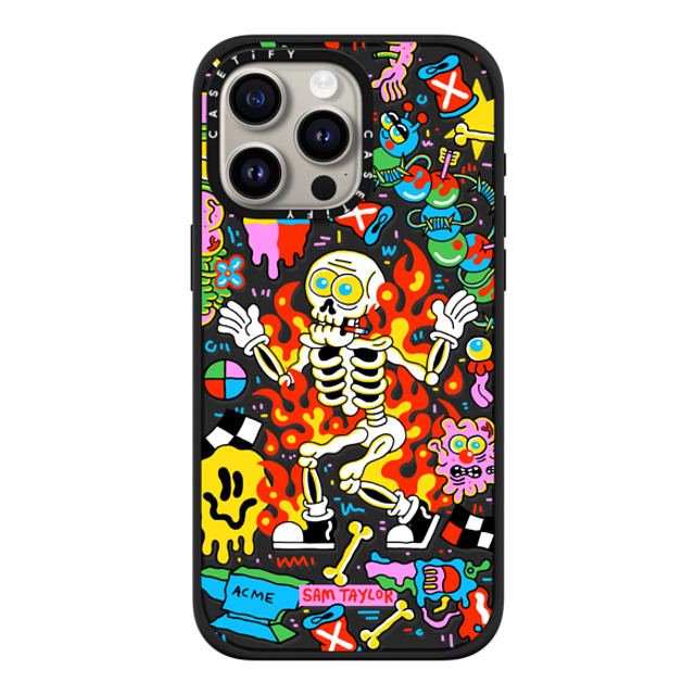 Sam Taylor x CASETiFY iPhone 15 Pro Max ケース マットブラック インパクトケース MagSafe対応 Skeleton Fire