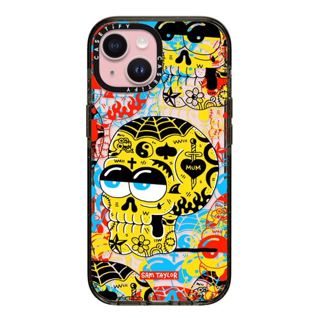 Sam Taylor x CASETiFY iPhone 15 ケース Pop Art ブラック インパクトケース Tattoo Skull Father's Day Sam Taylor x CASETiFY iPhone 15 ケース Pop Art ブラック インパクトケース Tattoo Skull Father's Day