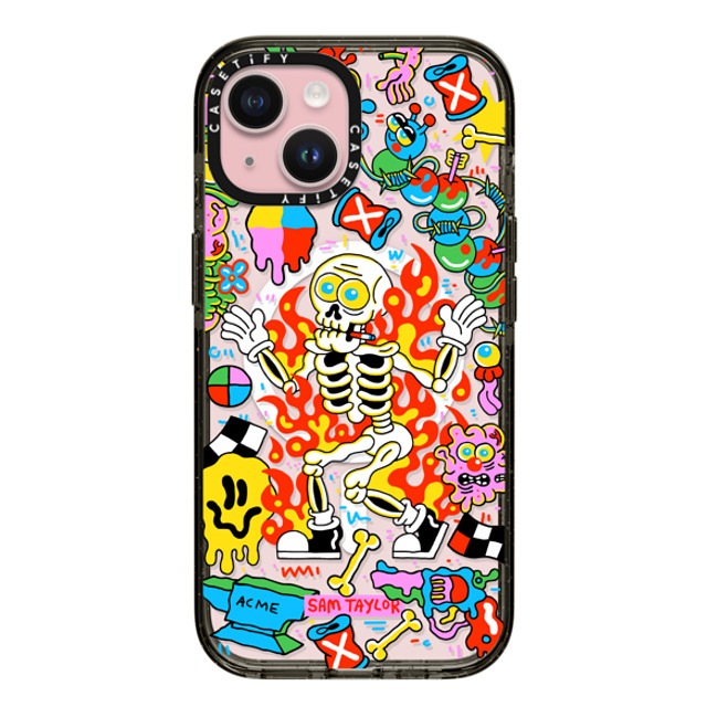 Sam Taylor x CASETiFY iPhone 15 Case Emerging,Pop Art Black Impact Case MagSafe Compatible Skeleton Fire Back to School Sam Taylor x CASETiFY iPhone 15 Case Emerging,Pop Art Black Impact Case MagSafe Compatible Skeleton Fire Back to School