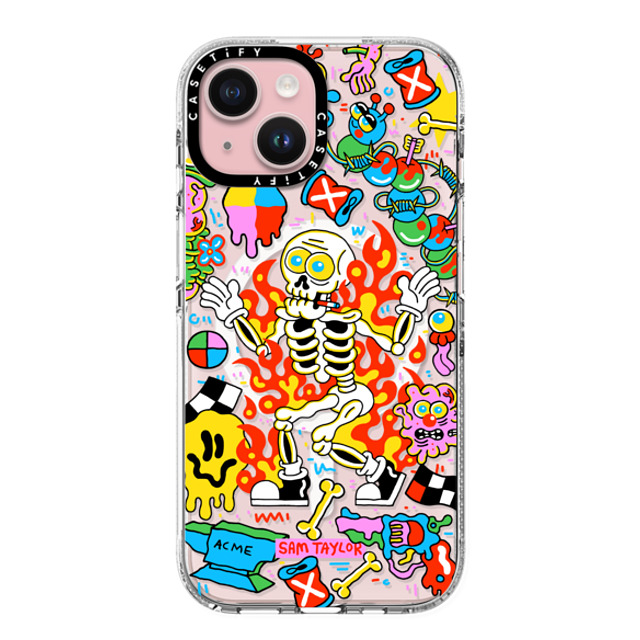 Sam Taylor x CASETiFY iPhone 15 ケース クリア クリア ケース MagSafe対応 Skeleton Fire