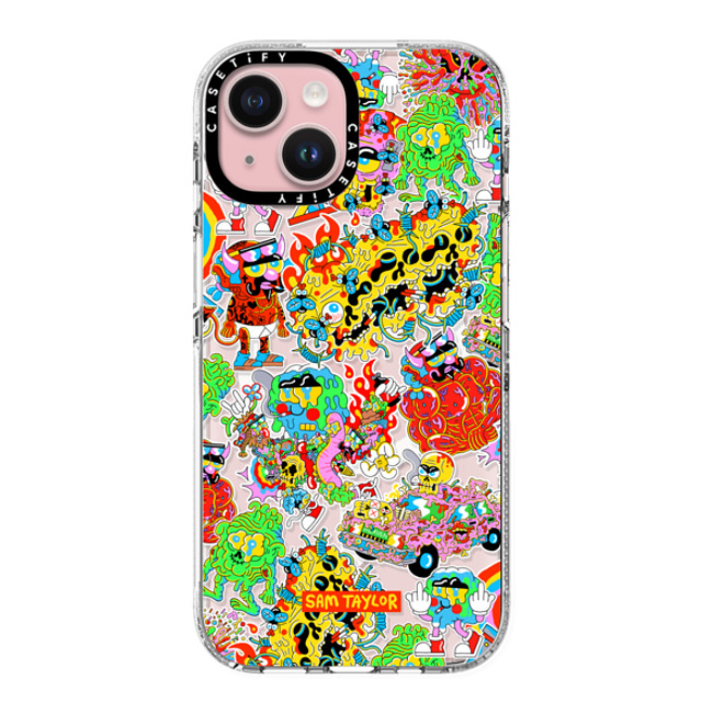 Sam Taylor x CASETiFY iPhone 15 ケース クリア クリア ケース MagSafe対応 Silly Stickers