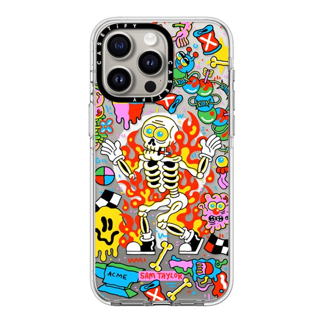 Sam Taylor x CASETiFY iPhone 15 Pro Max ケース クリア クリア ケース MagSafe対応 Skeleton Fire