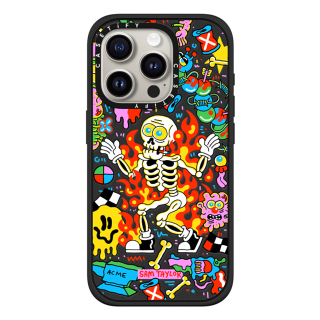 Sam Taylor x CASETiFY iPhone 15 Pro ケース マットブラック インパクトケース MagSafe対応 Skeleton Fire