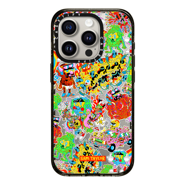 Sam Taylor x CASETiFY iPhone 15 Pro ケース ブラック インパクトケース Silly Stickers