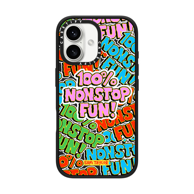 Sam Taylor x CASETiFY iPhone 16 Case Pattern,Typography Matte Black Impact Case MagSafe Compatible 100% Nonstop Fun! Father's Day Sam Taylor x CASETiFY iPhone 16 Case Pattern,Typography Matte Black Impact Case MagSafe Compatible 100% Nonstop Fun! Father's Day