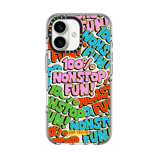 Sam Taylor x CASETiFY iPhone 16 Case Pattern,Typography Clear Clear Case MagSafe Compatible 100% Nonstop Fun! Father's Day Sam Taylor x CASETiFY iPhone 16 Case Pattern,Typography Clear Clear Case MagSafe Compatible 100% Nonstop Fun! Father's Day