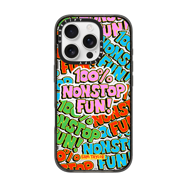 Sam Taylor x CASETiFY iPhone 16 Pro Case Pattern,Typography Black Impact Case 100% Nonstop Fun! Father's Day Sam Taylor x CASETiFY iPhone 16 Pro Case Pattern,Typography Black Impact Case 100% Nonstop Fun! Father's Day