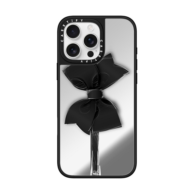 CASETiFY iPhone 16 Pro Max Case Silver on Black ミラーケース MagSafe対応 Ribbon Black Bow CASETiFY iPhone 16 Pro Max Case Silver on Black ミラーケース MagSafe対応 Ribbon Black Bow