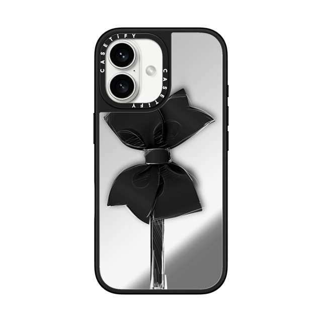 CASETiFY iPhone 16 Case Silver on Black ミラーケース MagSafe対応 Ribbon Black Bow CASETiFY iPhone 16 Case Silver on Black ミラーケース MagSafe対応 Ribbon Black Bow
