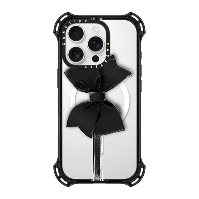 CASETiFY iPhone 16 Pro ケース ブラック バウンスケース Ribbon Black Bow