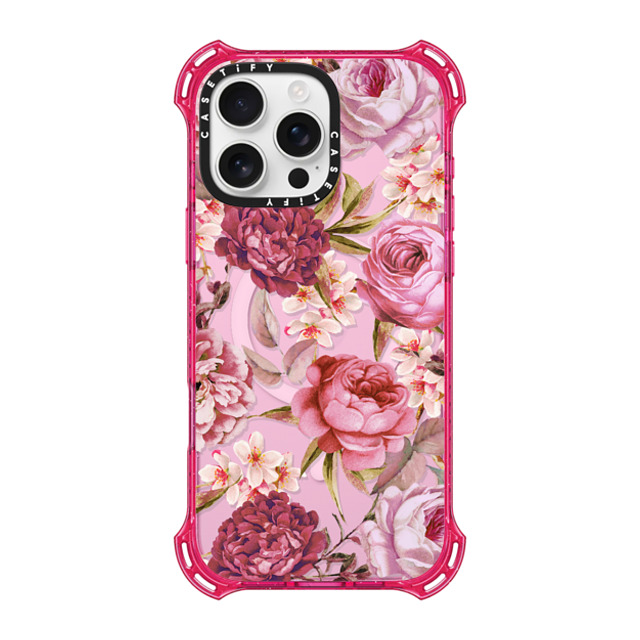 CASETiFY iPhone 16 Pro Max ケース プリムローズ ピンク バウンスケース フローラル Blush Pink Rose Watercolor Chic Illustration Floral Pattern