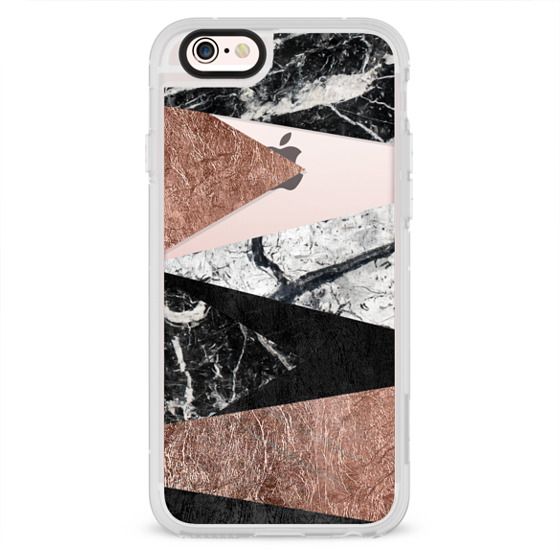 Elegant Modern Faux Printed Rose Gold & Black and White Marble – CASETiFY