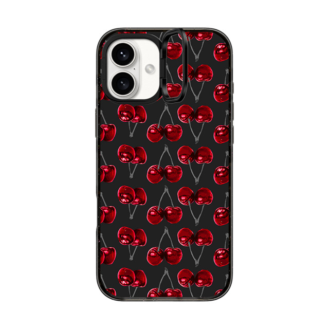 CASETiFY iPhone 16 Plus Case Black インパクトリングスタンドケース MagSafe対応 フローラル Modern Cherries Red and Gray Fruity Pattern on Charcoal Black CASETiFY iPhone 16 Plus Case Black インパクトリングスタンドケース MagSafe対応 フローラル Modern Cherries Red and Gray Fruity Pattern on Charcoal Black