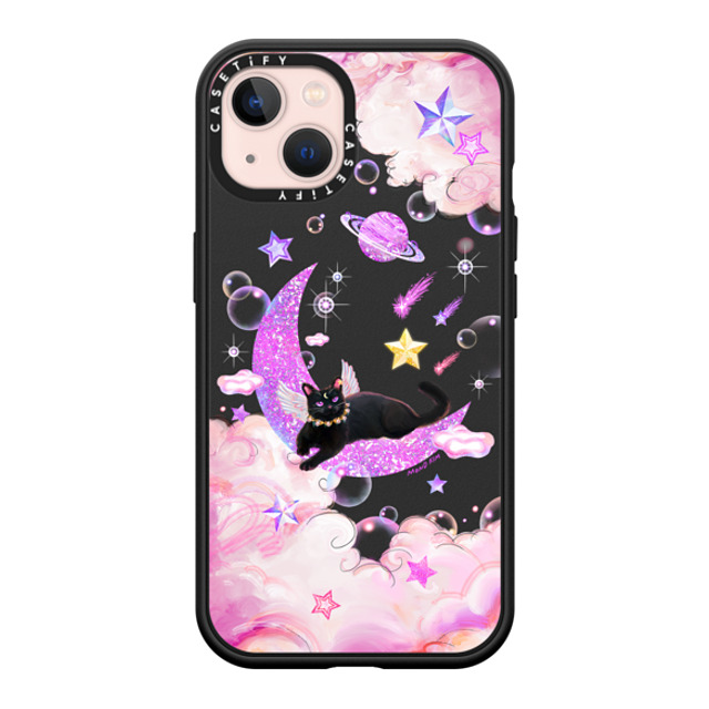 Mond Kim x CASETiFY iPhone 13 ケース マットブラック インパクトケース MagSafe対応 The Cat from The Moon by Mond Kim