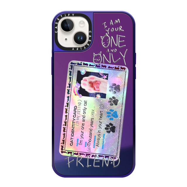 Mond Kim x CASETiFY iPhone 14 Plus ケース Animal,Surrealism Purple Disco on Purple ミラーケース MagSafe対応 Cat ID Card by Mond Kim Father's Day Mond Kim x CASETiFY iPhone 14 Plus ケース Animal,Surrealism Purple Disco on Purple ミラーケース MagSafe対応 Cat ID Card by Mond Kim Father's Day